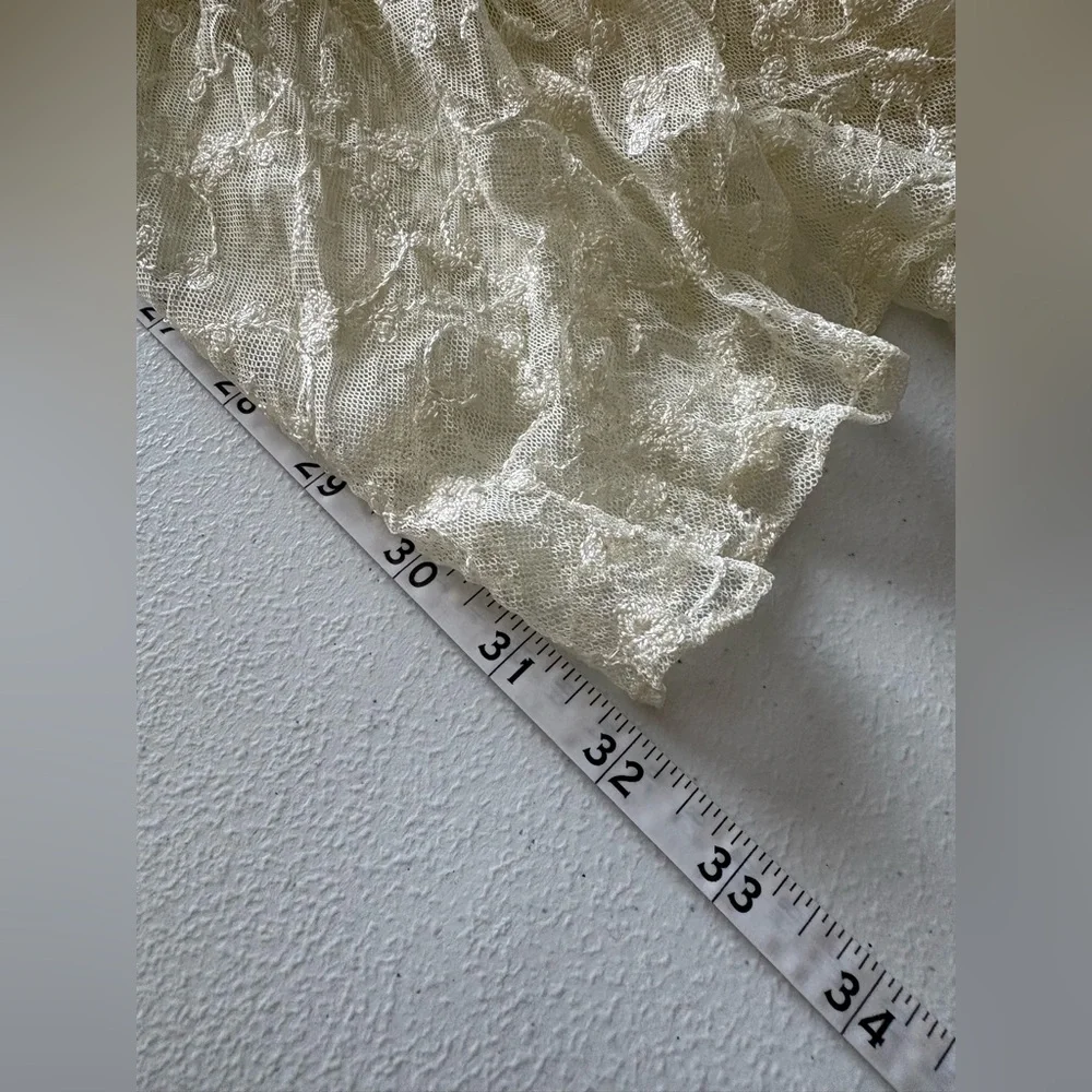 Small Eci New York Vintage y2k Cream Lace Silk Lined Midi Skirt - Picture 6 of 7